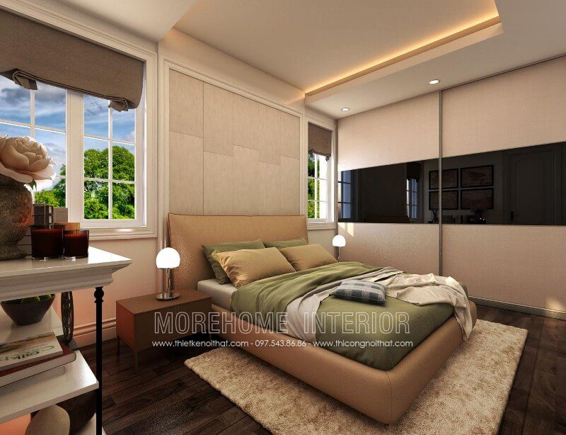 Thiết kế giường ngủ đẹp cho phòng Master hiện đại, đơn giản nhưng vẫn tạo nên được sự gọn gàng, ngăn nắp cho căn phòng, mẫu giường đẹp này vô cùng thích hợp cho phòng ngủ có diện tích nhỏ